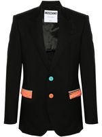 Moschino blazer en laine vierge à détails contrastants - Noir - thumbnail