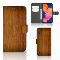 Samsung Galaxy A10 Book Style Case Donker Hout - thumbnail
