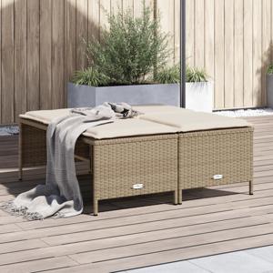 Tuinkrukken met kussens 4 st poly rattan beige