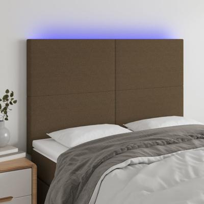 Hoofdbord LED 144x5x118/128 cm stof donkerbruin