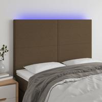 Hoofdbord LED 144x5x118/128 cm stof donkerbruin