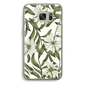 Wit bloemenpatroon: Samsung Galaxy S7 Transparant Hoesje