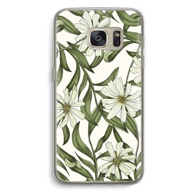 Wit bloemenpatroon: Samsung Galaxy S7 Transparant Hoesje
