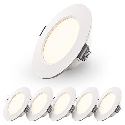 HOFTRONIC™ Set van 6 Georgia LED platte Inbouwspots wit - inbouwdiepte 25mm - 6W 490lm - Rond - 2700K warm Wit - Ø120 mm - IP20 voor binnen