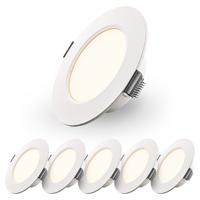 HOFTRONIC™ Set van 6 Georgia LED platte Inbouwspots wit - inbouwdiepte 25mm - 6W 490lm - Rond - 2700K warm Wit - Ø120 mm - IP20 voor binnen