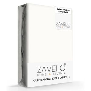 Zavelo Deluxe Katoen-Satijn Topper Hoeslaken Creme-2-persoons (140x200 cm)