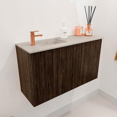 Toiletmeubel Mondiaz Joya Dlux | 70 cm | Meubelkleur Walnut | Faye wastafel Opalo Wasbak Links | 1 kraangat