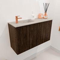 Toiletmeubel Mondiaz Joya Dlux | 70 cm | Meubelkleur Walnut | Faye wastafel Opalo Wasbak Links | 1 kraangat