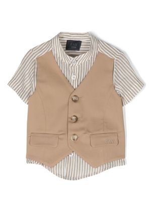 Fay Kids chemise rayée à design superposé - Tons neutres