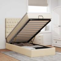 Ottoman bed met matras en LED's 80x200cm stof crèmekleurig