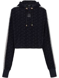 Balmain hoodie crop à motif monogrammé - Noir