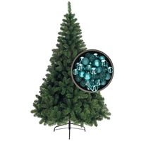 Bellatio Decorations kunst kerstboom 240 cm met kerstballen turquoise blauw - thumbnail