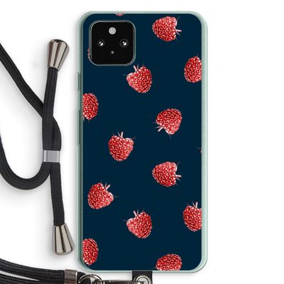 Framboosjes: Pixel 5a 5G Transparant Hoesje met koord