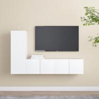 3-delige Tv-meubelset bewerkt hout wit