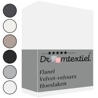 Droomtextiel Zachte Flanel Velvet Velours Hoeslaken Wit Eenpersoons 90x200 cm - Hoogwaardige Kwaliteit - Super Zacht