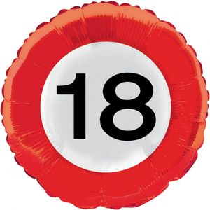 Folie ballon verkeersbord 18 jaar