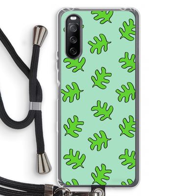 Groene blaadjes: Sony Sony Xperia 10 III Transparant Hoesje met koord