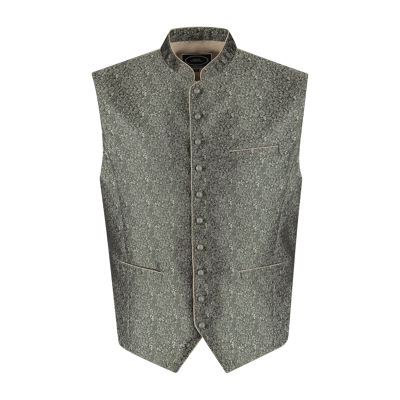 Traditioneel vest met jacquardpatroon, groen/beige