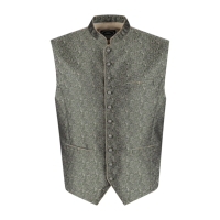 Traditioneel vest met jacquardpatroon, groen/beige