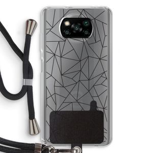 Geometrische lijnen zwart: Xiaomi Poco X3 NFC Transparant Hoesje met koord
