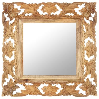 VidaXL Spiegel handgesneden 50x50 cm massief mangohout bruin