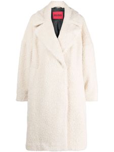 HUGO logo-appliqué faux-shearling coat - Tons neutres