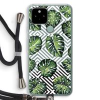 Geometrische jungle: Pixel 5 Transparant Hoesje met koord