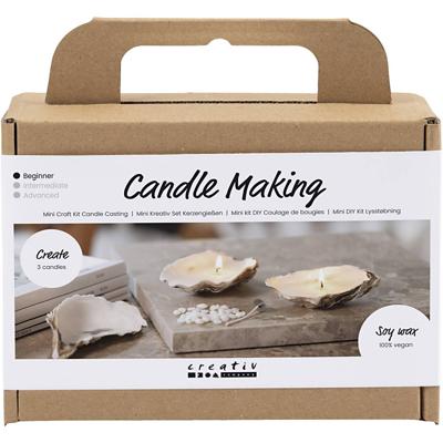 Creativ Company Mini hobbyset kaarsen maken, sojakaarsen in oesterschelpen, off white, 1 doos