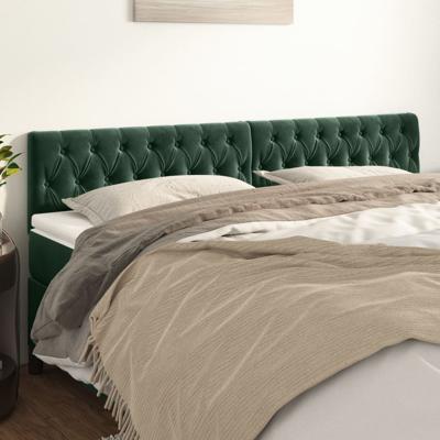 Hoofdborden 2 st 90x7x78/88 cm fluweel donkergroen
