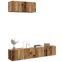 3-delig Tv-meubelset wandmontage bewerkt hout oud houtkleurig
