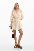 Geborduurde jurk met strik - WHITE - XL