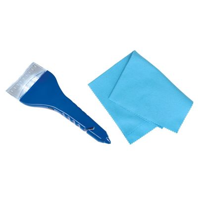 Autoramen IJskrabber met LED lichtje blauw 26 cm met anti-condens doek