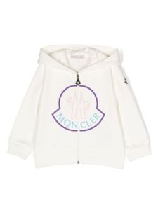 Moncler Enfant hoodie zippé à logo imprimé - Blanc