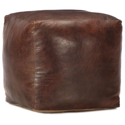 Poef 40x40x40 cm echt geitenleer donkerbruin