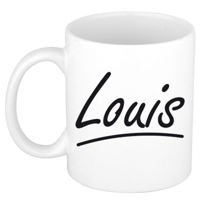 Naam cadeau mok / beker Louis met sierlijke letters 300 ml