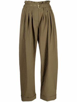 Balmain pantalon de tailleur à taille haute froncée - Vert