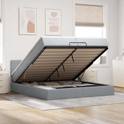 Ottoman bed met matras 200x200 cm stof lichtgrijs