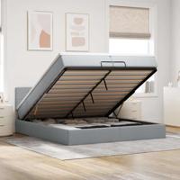 Ottoman bed met matras 200x200 cm stof lichtgrijs