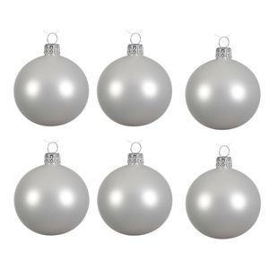 6x Winter witte glazen kerstballen 6 cm mat