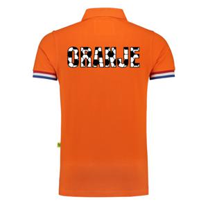 Oranje supporter polo voor heren - voetbalpatroon - oranje - EK/WK voetbal supporter - Nederland