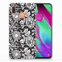 Samsung Galaxy A40 TPU Case Black Flowers