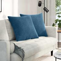 Sofa Kussens 2 pcs Blauw 80 x 80 cm Katoen Stof Sofa Kussens 2 pcs Blauw 80 x 80 cm Katoen Stof