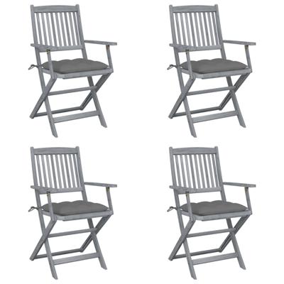 Tuinstoelen 4 st inklapbaar met kussens massief acaciahout