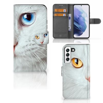 Samsung Galaxy S22 | Telefoonhoesje | Met pasjeshouder | Witte Kat