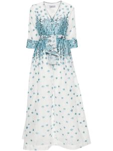 Baruni robe longue à fleurs en jacquard - Blanc