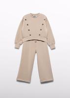 Abel & Lula winter broek-set meisjes - beige - gebreid