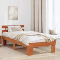 Bedframe met hoofdeinde Bruin 90 x 200 cm Massief grenenhout