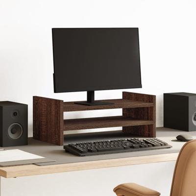 Monitorstandaard 50x27x20 cm bewerkt hout bruin eikenkleurig