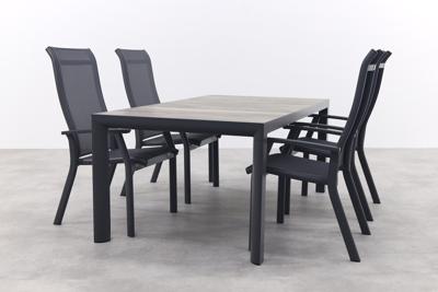 Excellent/Kings verstelbare tuinset antraciet - 180x100 cm.