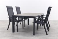 Excellent/Kings verstelbare tuinset antraciet - 180x100 cm.